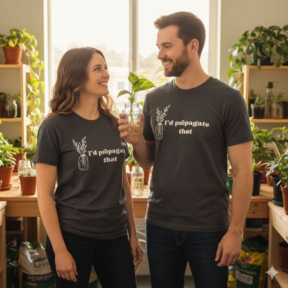 Unisex Heather Gray Relaxed T-shirt With 'I'd Propagate That' Plant Graphic XL